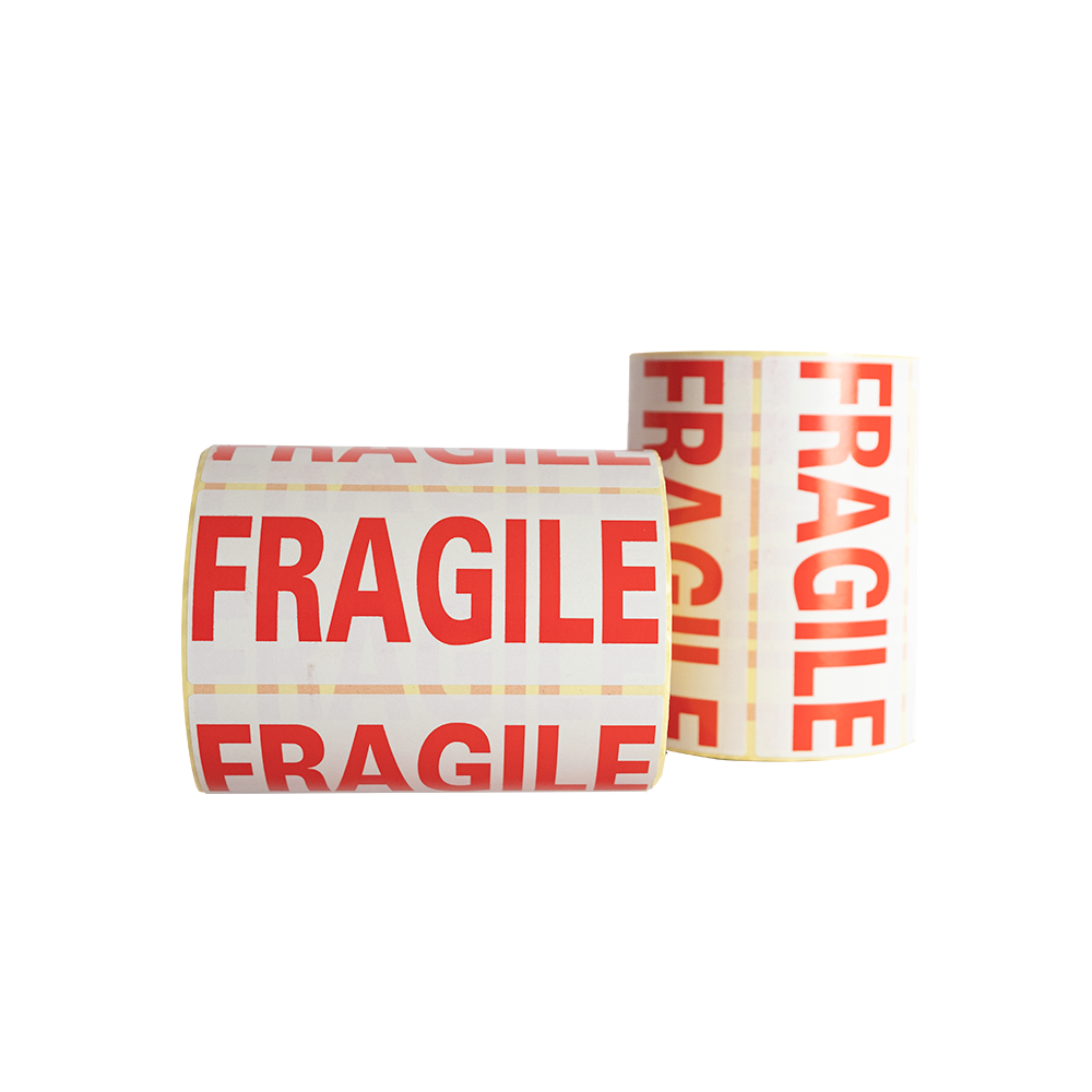 Etiquettes d'expédition FRAGILE fond blanc - 140 x 62mm - x1000