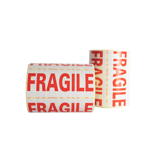 Etiquettes d'expédition FRAGILE fond blanc - 140 x 62mm - x1000