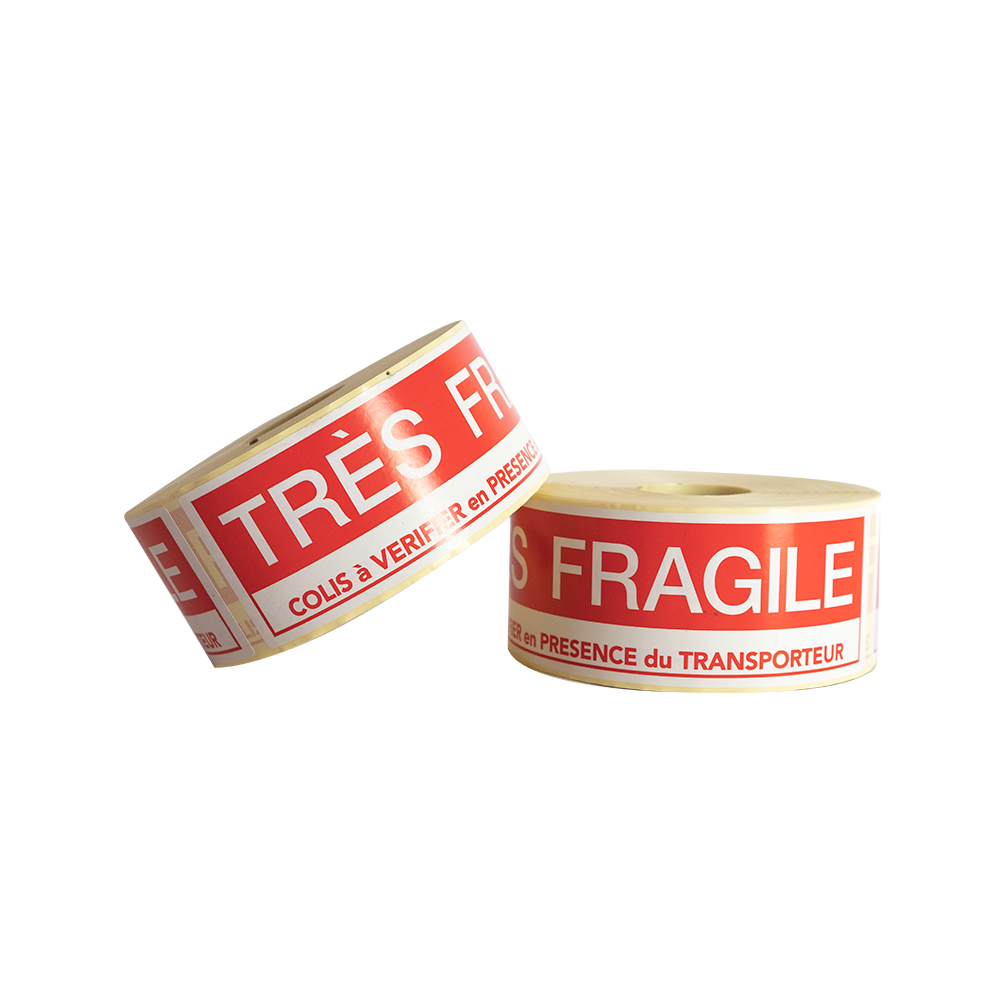 Etiquettes d'expédition TRES FRAGILE - 63 x 247mm - x500