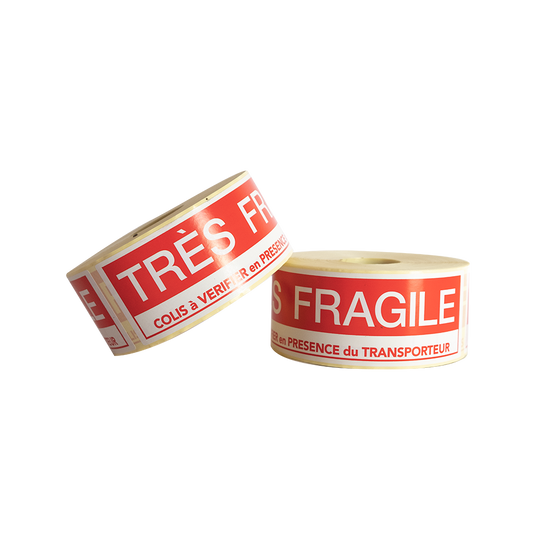 Etiquettes d'expédition TRES FRAGILE - 63 x 247mm - x500